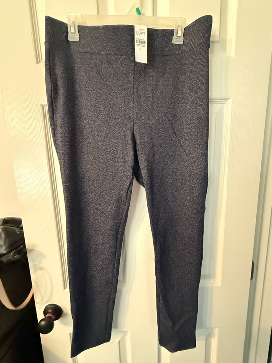 LOFT Pants - LOFT Dark Blue Herringbone Ponte Pants